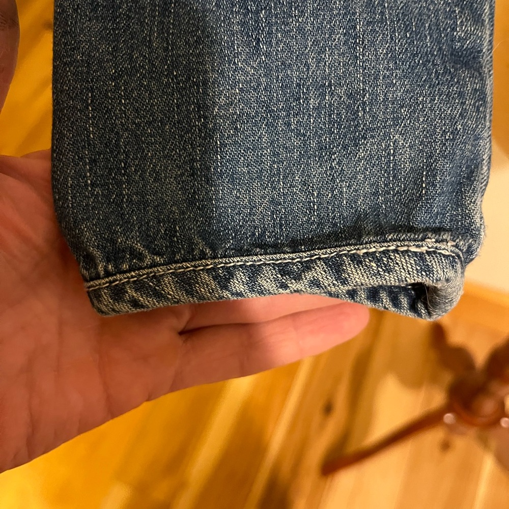 Willi Smith Blue Fitted Jean Jacket with Contrast Stitching - Picture 6 of 6